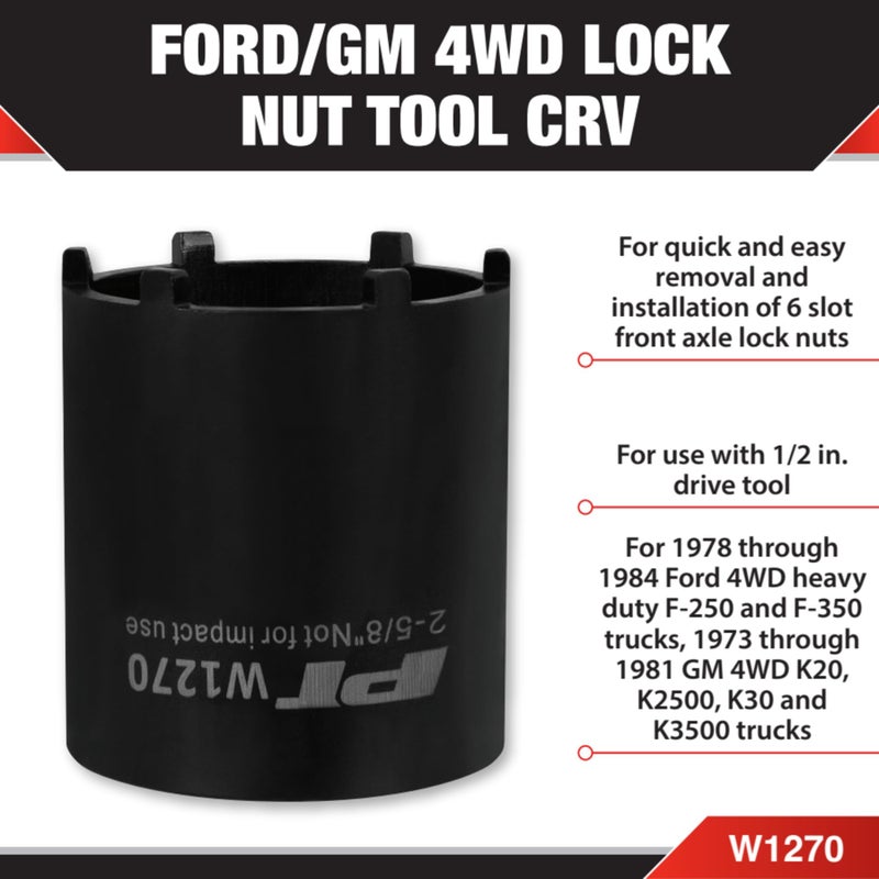 Performance Tool W1270 Ford/Gm 4 Wheel Drive Lock Nut Tool, 1/2-Inch Drive x 2-5/8-Inch Lock Nut Socket - Image 2
